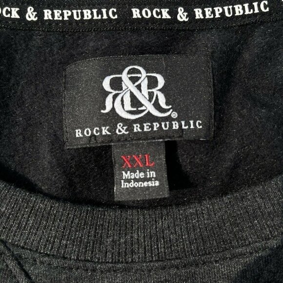 Rock & Republic Mens Lightweight Sweatshirt New Black Fleece Lined 2XL - Picture 7 of 9